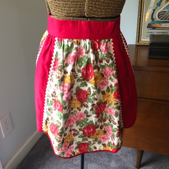 Vintage Other - Vintage Floral Half Apron Retro Christmas